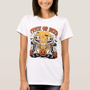 T-shirt Trick ou bière Skeleton Dragons Art