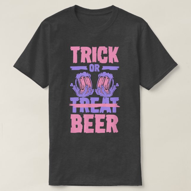 T-shirt Trick Ou Bière Trick ou Traiter Brasserie artisana (Design devant)