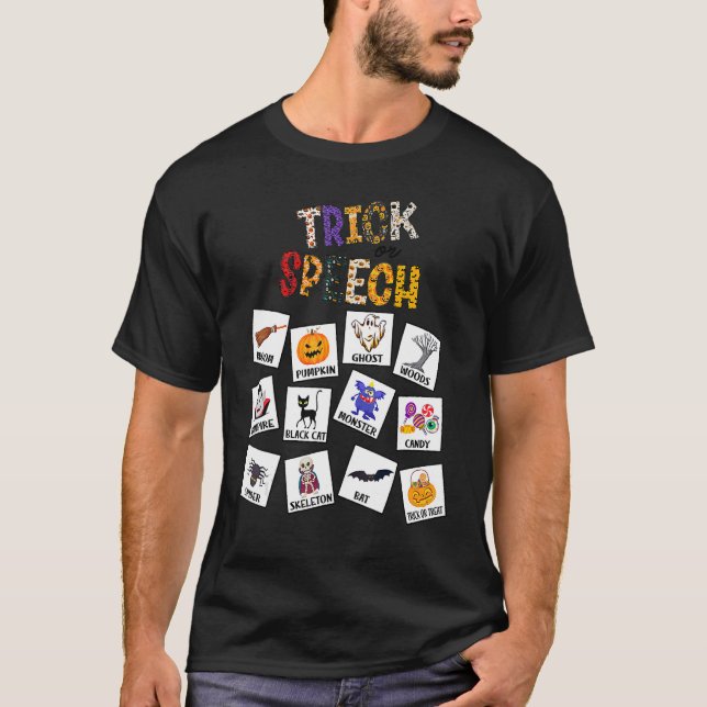 T-shirt Trick Ou Discours Halloween AAC SLP Squad Discours (Devant)