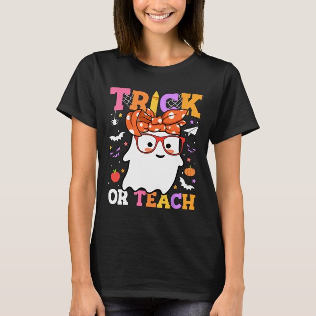 T-shirt Trick Ou Enseignants Happy Halloween Ghost Avec (Devant)