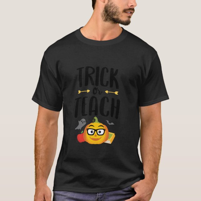 T-shirt Trick Ou Enseigner Citrouille Fantôme Enseignant F (Devant)