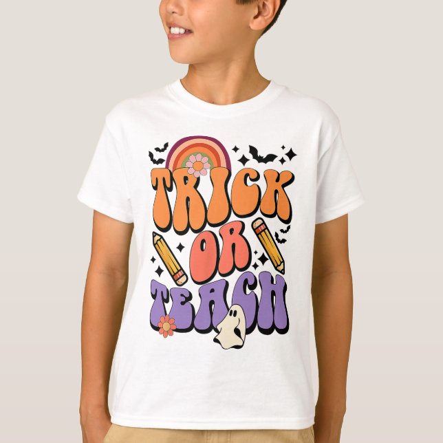 T-shirt Trick Ou Enseigner Super Professeur Ghost Funny Ha (Devant)