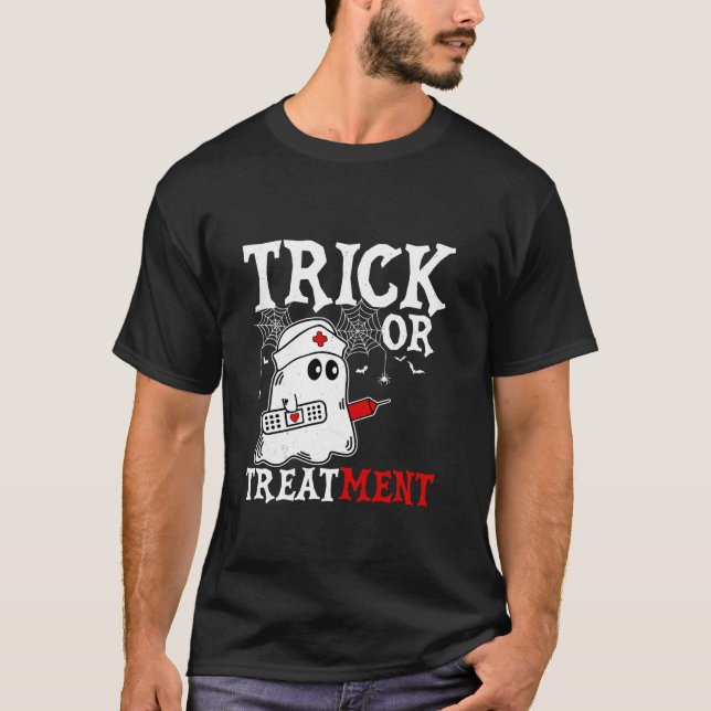 T-shirt Trick Ou Soins Infirmière Costume Fantôme Hallowee (Devant)