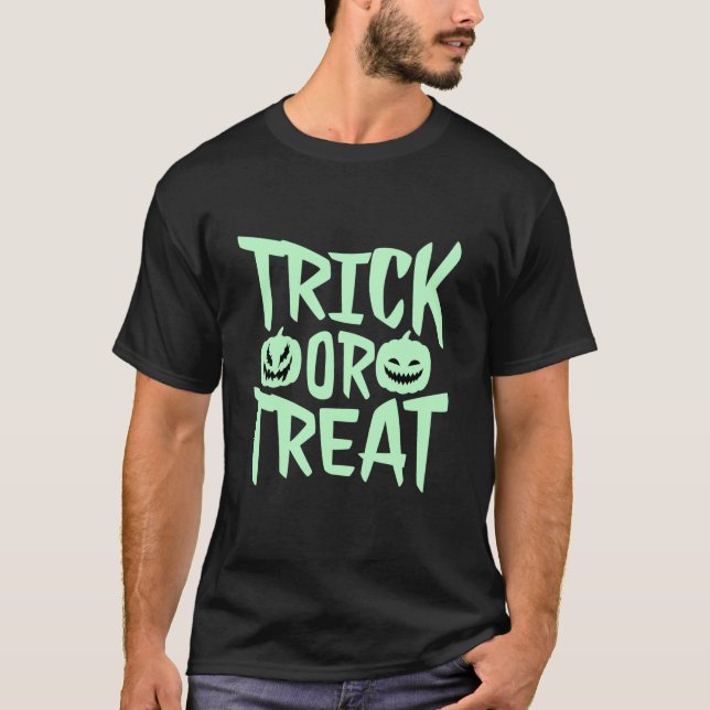 T-shirt Trick ou traitement Citrouilles face Halloween Gra (Devant)
