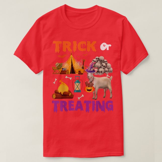 T-shirt Trick Ou Traitement Halloween Chèvre Camping Scary (Design devant)