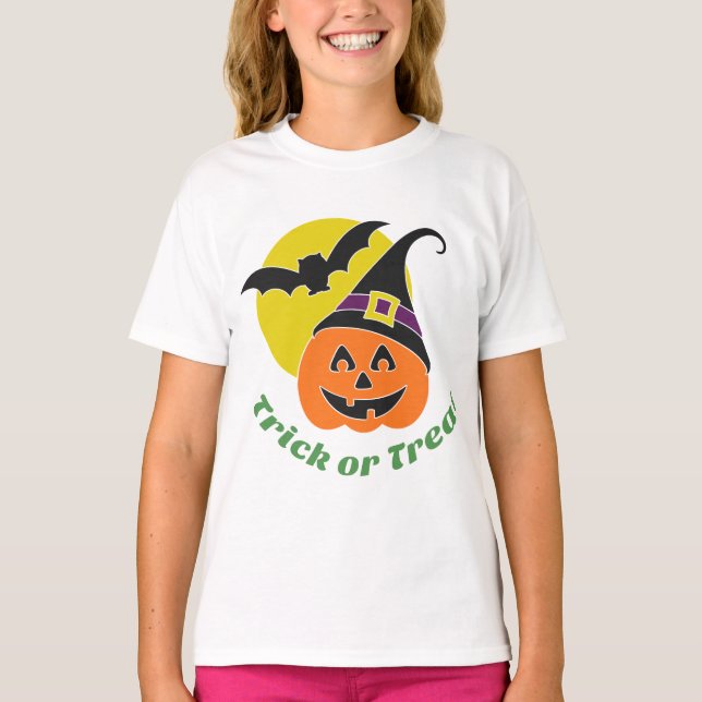 T-shirt Trick ou traitement Halloween Citrouille Personnal (Devant)
