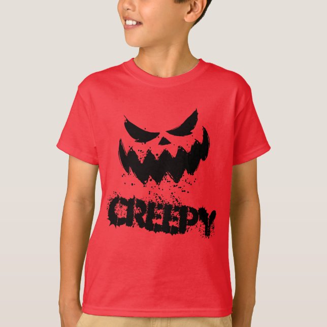 T-shirt Trick ou traitement Halloween Déplaisant visage T- (Devant)