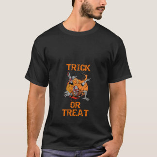 T-shirt Trick ou traitement pour femmes Citrouille Zombie 