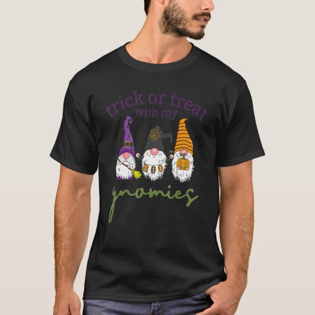 T-shirt Trick Ou Traiter Avec Mes Gnomes Enseignant Hallow (Devant)