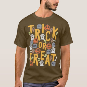 T-shirt Trick Ou Traiter Citrouille Ghost Cute Drôle Hallo