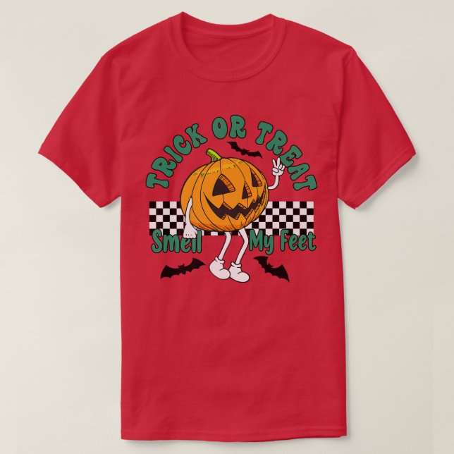 T-shirt Trick ou traiter l'odeur Mes pieds Citrouille Enfa (Design devant)