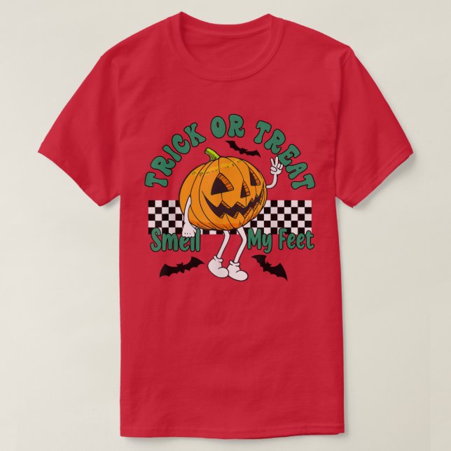 T-shirt Trick ou traiter l'odeur Mes pieds Citrouille Enfa (Design devant)