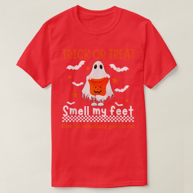 T-shirt Trick Ou Traiter L'Odeur Mes Pieds Ghost Mignonne  (Design devant)