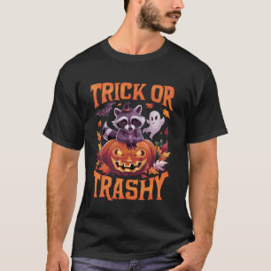 T-shirt Trick Ou Trashy Raccoon Halloween Citrouilles Éffr
