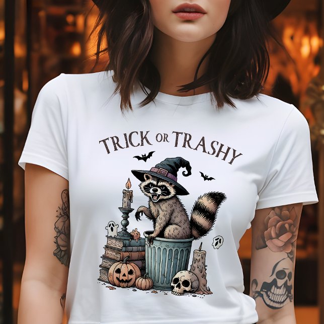 T-shirt Trick ou Trashy Vintage Raccoon Halloween (Créateur téléchargé)