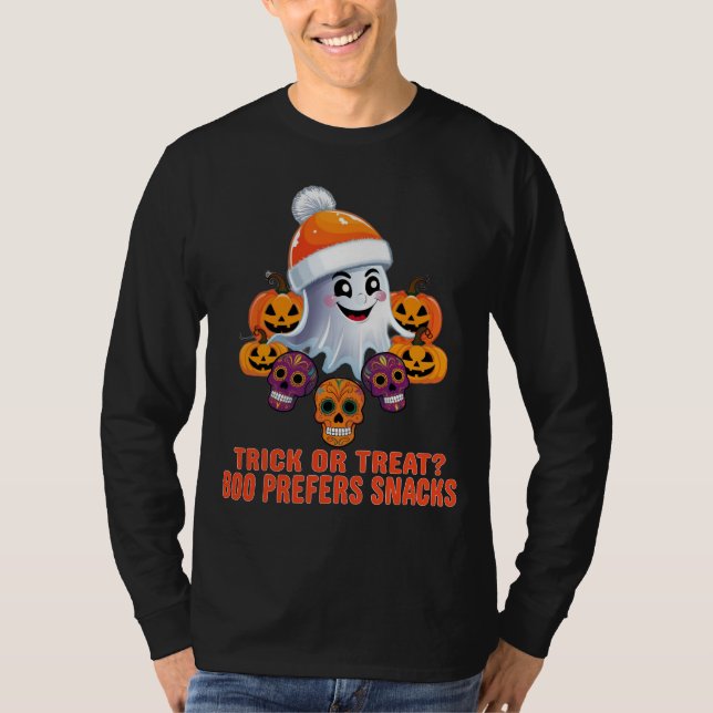 T-shirt Trick ou Treat Boo Drôle Citation Halloween Party (Devant)
