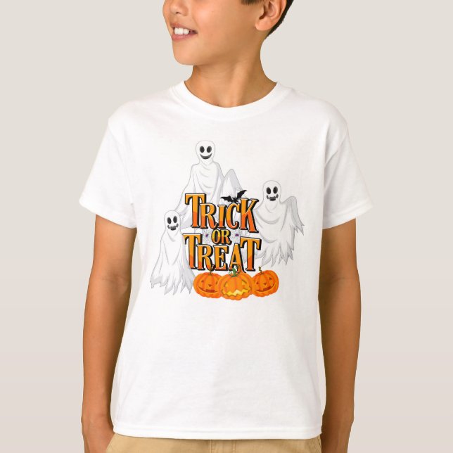 T-shirt Trick ou Treat Ghost, Bats et Citrouilles (Devant)