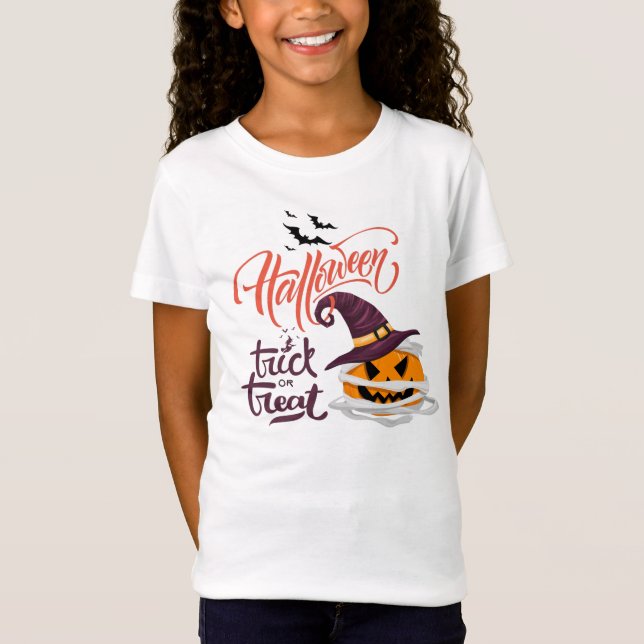 T-Shirt Trick ou Treat Happy Halloween Costume pour filles (Devant)