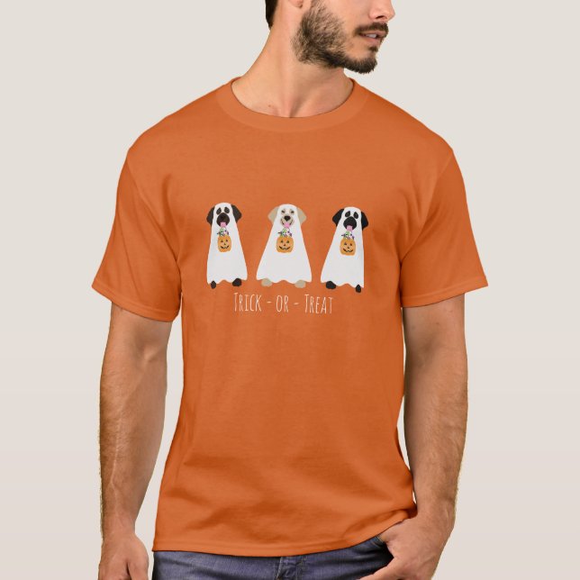 T-shirt Trick Ou Treat Labrador Retriever Ghost Dogs (Devant)