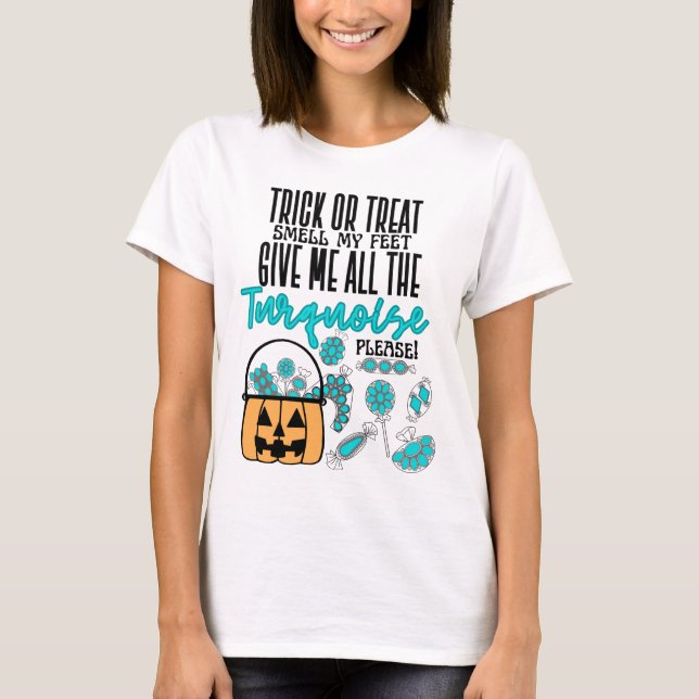 T-shirt Trick ou Treat Turquoise (Devant)