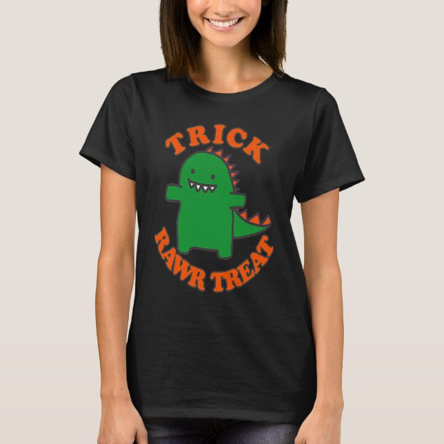 T-shirt Trick Rawr Treat Cute Halloween Dinosaur Kids Boys (Devant)