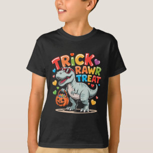 T-shirt Trick Rawr Treat Dinosaur Trex Toddler Boys Hallow