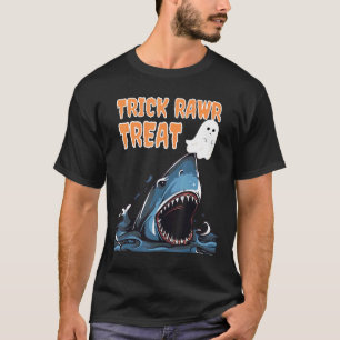 T-shirt Trick Rawr Treat Effrayant Requin chasse fantôme H