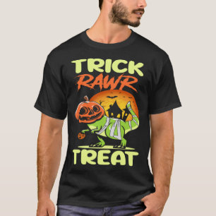 T-shirt Trick Rawr Treat Halloween Rex Dinosaur Ghost Boys