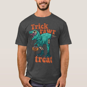 T-shirt Trick Rawr Treat Skeleton Zombie T Rex Halloween D