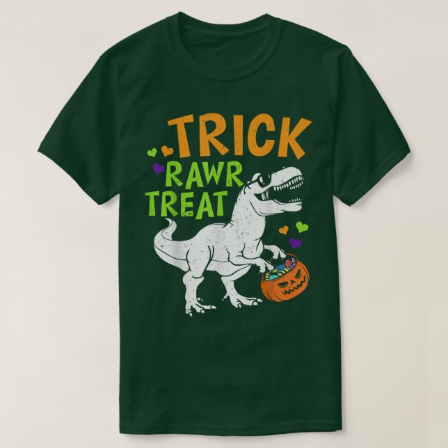 T-shirt Trick Rawr Treat T Re Dinosaur Citrouille Basket H (Design devant)