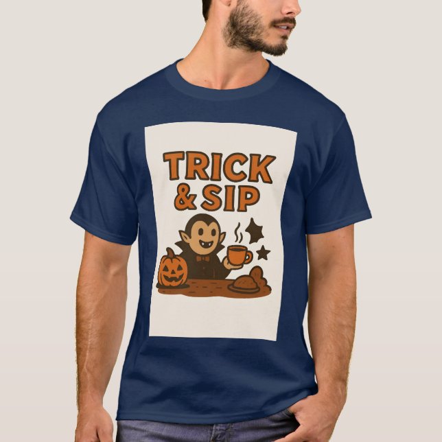 T-shirt Trick Sip Halloween amis cosy (Devant)