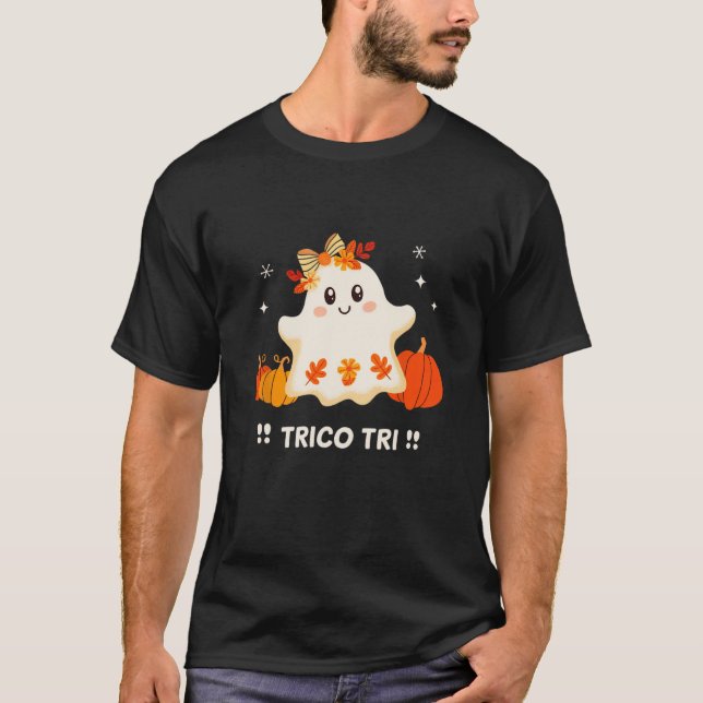 T-shirt Trico Tri mignon Halloween Éffrayant Mexique Fantô (Devant)