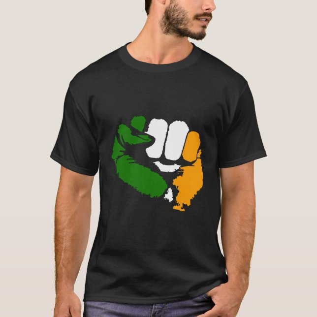 T-shirt Tricolor Poing Irlandais Conception Républicaine (Devant)