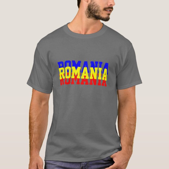 T-shirt tricolore de la Roumanie (Devant)