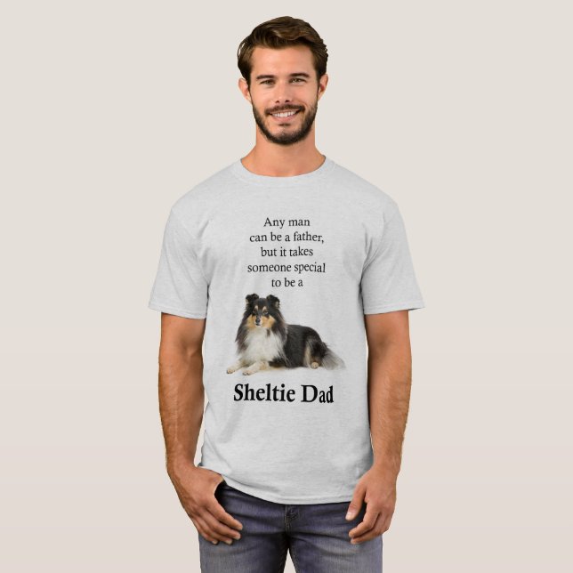T-shirt tricolore de papa de Sheltie (Devant entier)