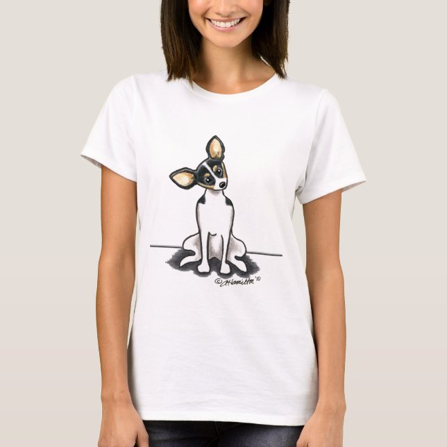 T-shirt Tricolore Rat Terrier Assis Plutôt (Devant)