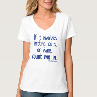 T-shirt Tricot, chats ou vin