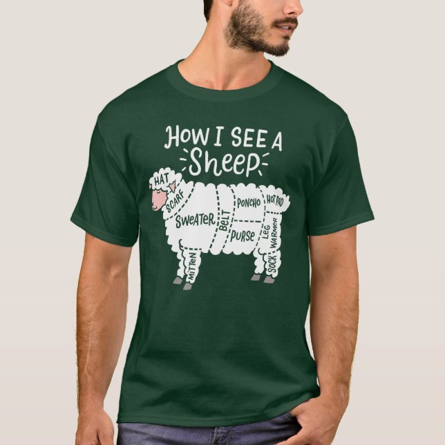 T-shirt Tricot Comment je vois un mouton Fil Laine Tricote (Devant)