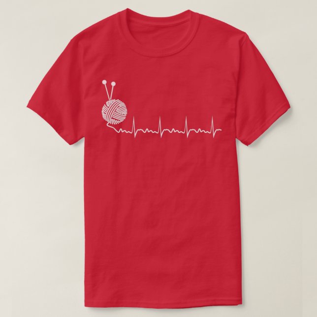 T-shirt Tricot de fils Heartbeat Knitter (Design devant)