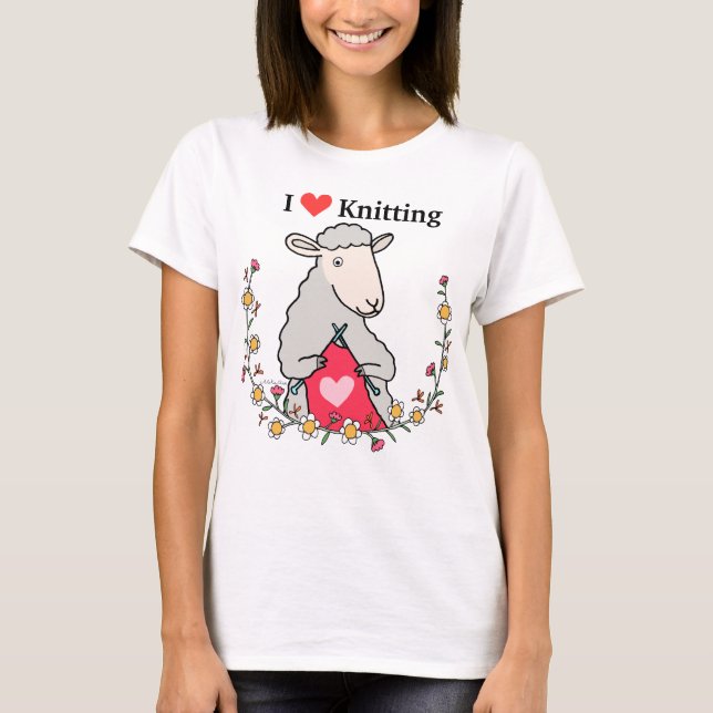 T-shirt Tricot mouton mignon J'aime tricot tricot cadeau (Devant)