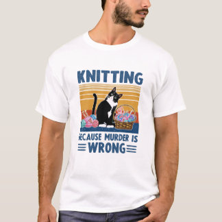 T-shirt tricot parce que le meurtre est faux, chat noir, d
