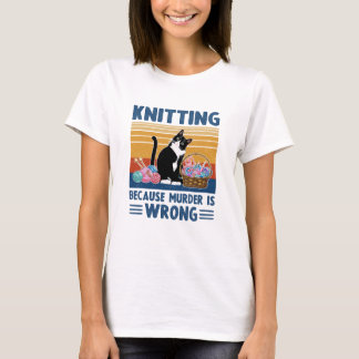 T-shirt tricot parce que le meurtre est faux, chat noir, d