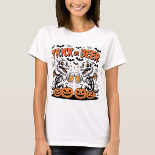 T-shirt Tricoter ou bière Dragons squelette Halloween Art