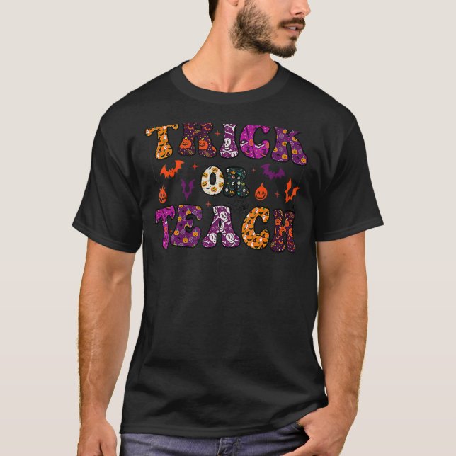 T-shirt Tricoter Ou Enseigner Mignonne Halloween Enseignan (Devant)