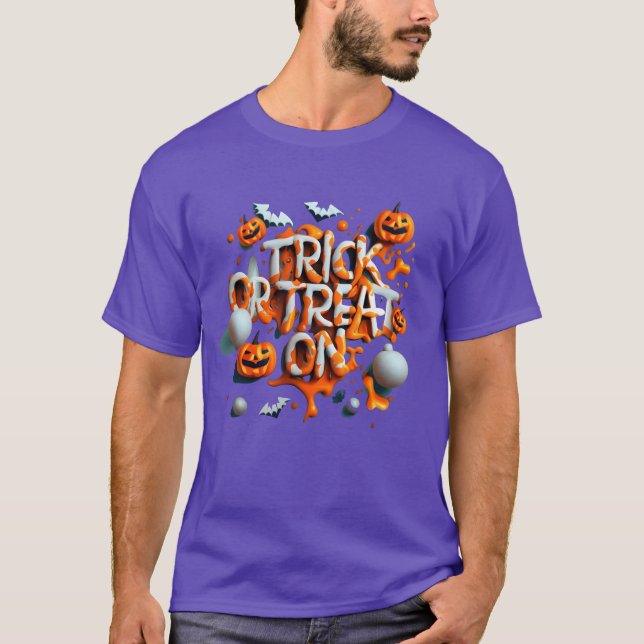 T-shirt Tricoter ou traiter ami Halloween (Devant)