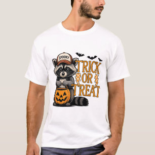 T-shirt Tricoter Ou Traiter Éffrayant Raccoon Feral Hallow