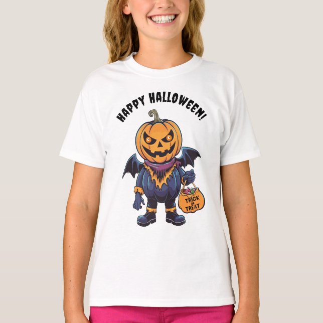 T-shirt Tricoter ou traiter | Joyeux Halloween (Devant)