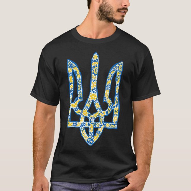T-shirt trident de l'emblème national ukrainien tryzub eth (Devant)