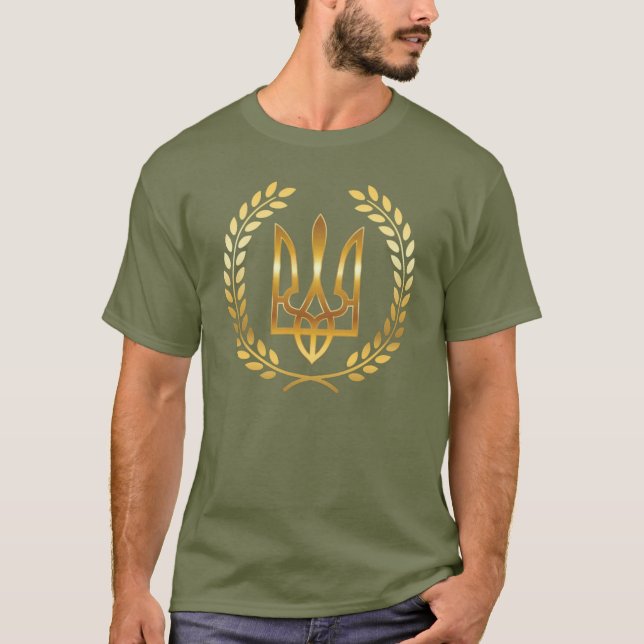 T-Shirt Trident Doré Guerrier d'Ukraine (Devant)