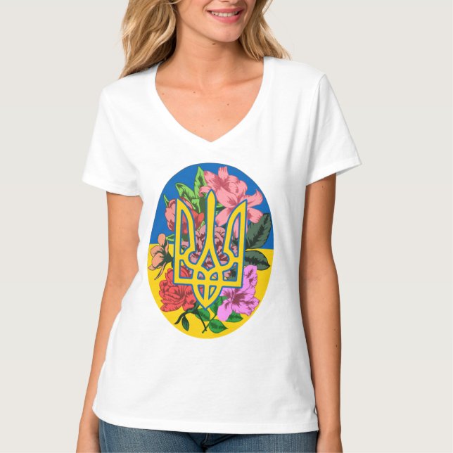 T-shirt Trident ukrainien et drapeau de l'Ukraine avec des (Devant)